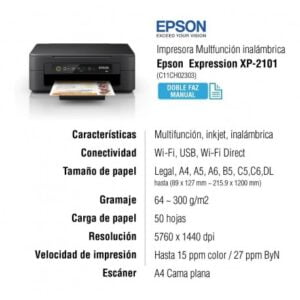 IMPRESORA MULTIFUNCION EPSON EXPRESSION XP-2101 (C11CH02303) - Imagen 1