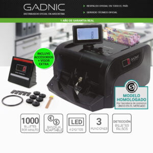 CONTADORA DE BILLETES GADNIC PORTABLE DOBLE DISPLAY DETECTOR FALSOS - Imagen 2