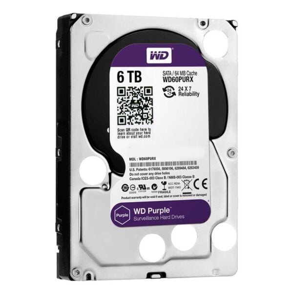 DISCO DURO 6TB WD SATA III INTELLIPOWER 64 MB PURPLE (WD60PURZ)