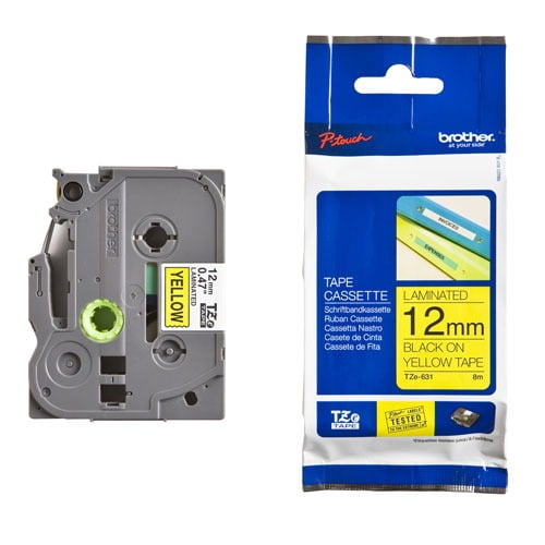 CINTA PARA ROTULADORA BROTHER TZE-631 12MM NEGRO/AMARILLO (TZE-631)