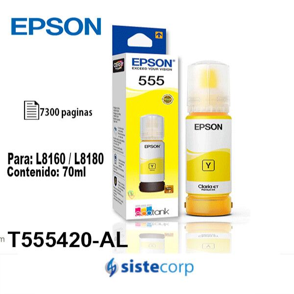 BOTELLA EPSON T555420-AL AMARILLO P/L8160/L8180 (T555420-AL)