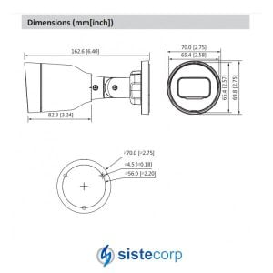 CAMARA BULLET IP DAHUA 2MPX LENTE 3.6MM IR 30M MICROFONO IP67 POE (IPC-HFW1230S1P-A-0360B-S5-QH2) - Imagen 2