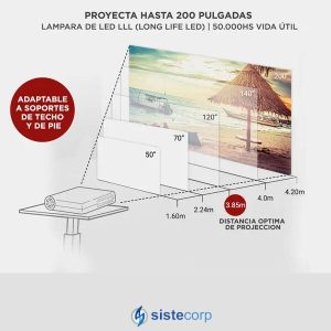 PROYECTOR GADNIC 5000 LUMENS USB HDMI MIRROR (PROJ064N) - Imagen 4
