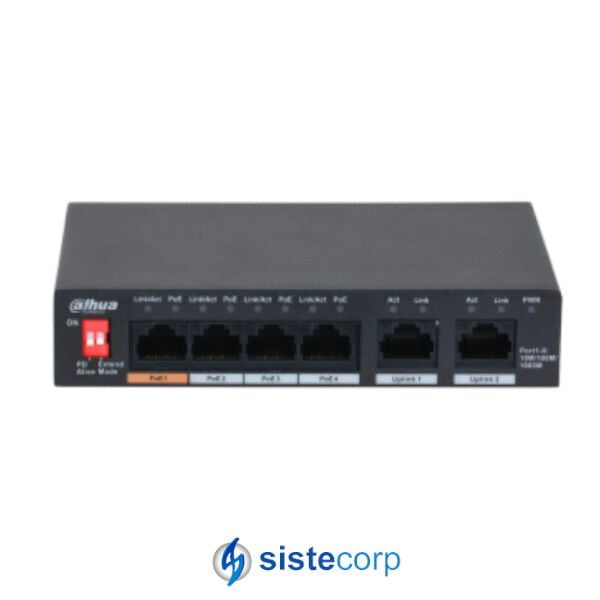 SWITCH POE FULL GIGABIT ETHERNET 4 DOWNLINK 2 UPLINK 60W HI-POE (PFS3006-4GT-60-V2)