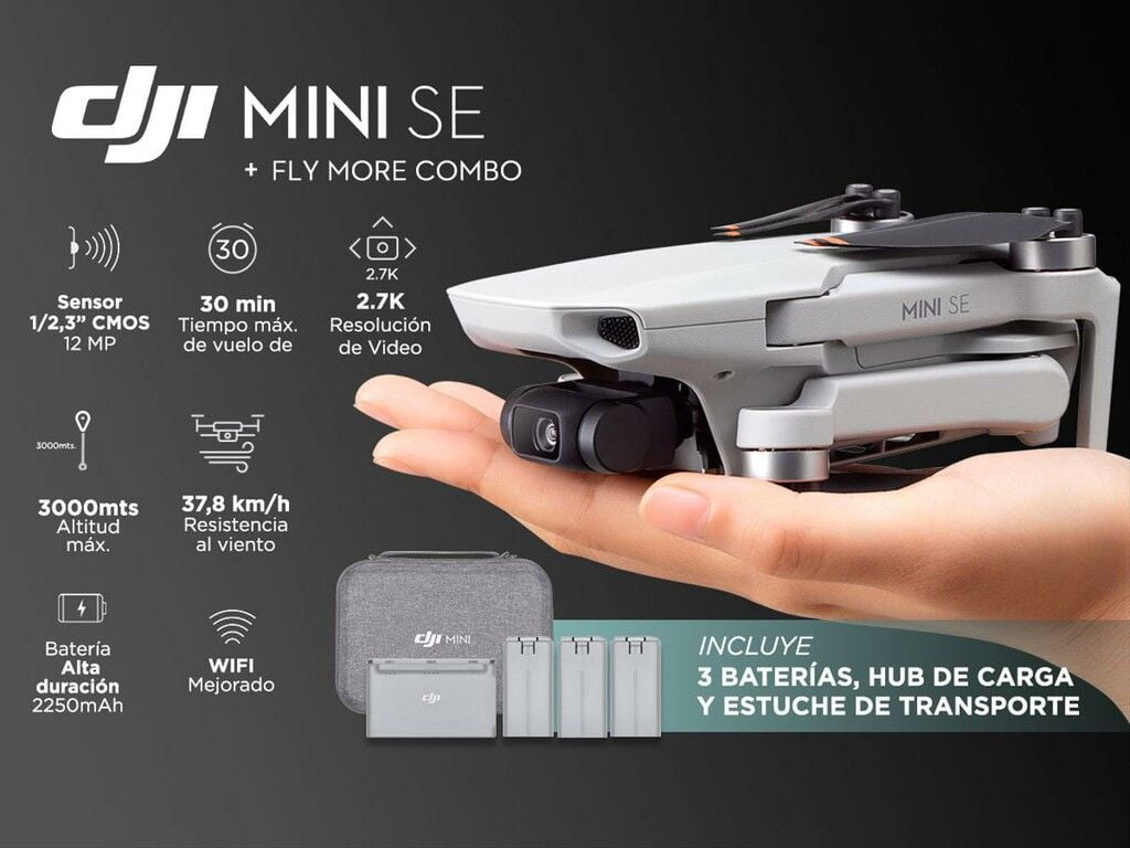 DRONE DJI MINI SE FLY MORE COMBO 3 Bateras CAmara 2.7K Ultra Liviano ...