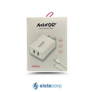 CARGADOR USB + CABLE USB TIPO C - 27W - 2 SALIDAS - BLANCO - 05031L - MIXOR - Imagen 2