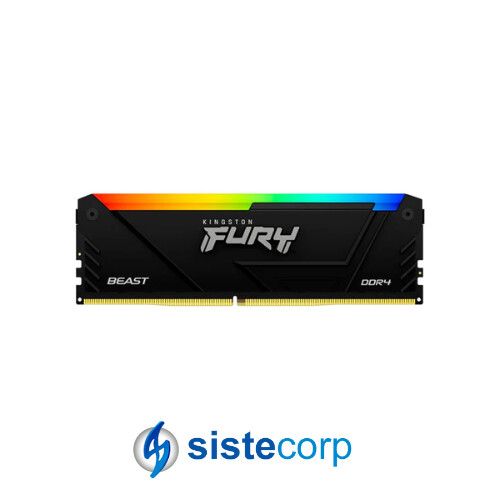MEMORIA DDR4 8GB KINGSTON 3200MHZ CL16 FURY BEAST RGB (KF432C16BB2A/8)