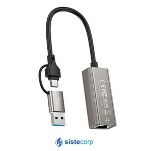 ADAPTADOR DE RED GENERICO USB A/TIPO C A RJ5