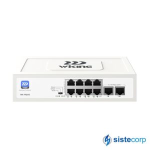 SWITCH POE WI-TEK HASTA 250 M, 8 PUERTOS RJ45 POE DE 10/100 MBPS Y 2 PUERTOS RJ45 POE DE 10/100 MBPS UPLINK Y 76W (WK-PS210)