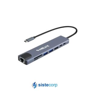 HUB 8 PUERTOS KELYX / USB TIPO C - SD - USB 2.0 X2 - RJ45
