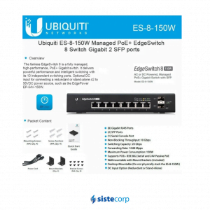SWITCH UBIQUITI EDGESWITCH 8P GIGABIT POE 24/48V + 2 SFP (ES-8-150W) - Imagen 3