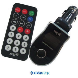 TRANSMISOR FM CONTROL REMOTO NEGRO DISPLAY LCD  CONECTOR MINIPLUG Y LECTOR MEMORIAS NS-FM61 NISUTA - Imagen 1