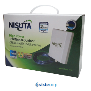 ANTENA CPE PANEL 12DBI EXT + ACCESS POINT 150MBPS USB HIGH POWER 33DBM 2W CABLE 9,5MTS NS-WIUCPE310 NISUTA - Imagen 3