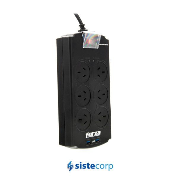 PROTECTOR DE SOBRETENSIÓN FSP-602USB-A CON 2 USB FORZA (FSP-602USB-A)
