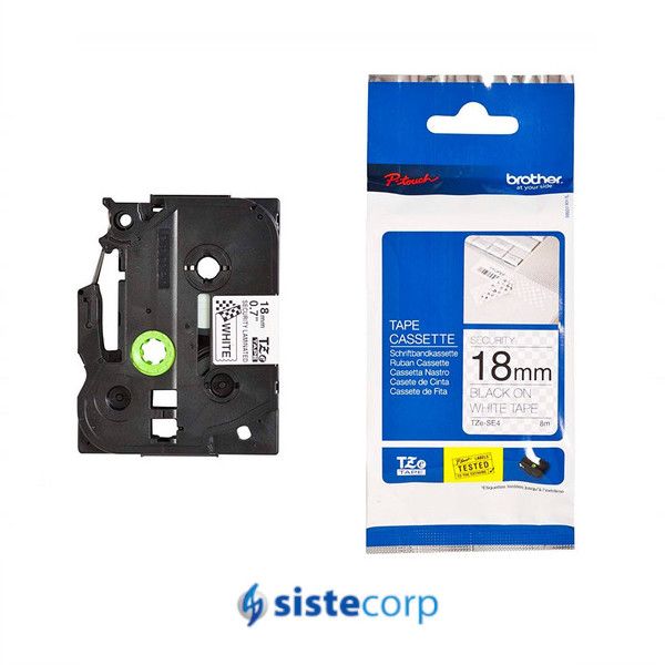 CINTA ROTULADORA BROTHER CINTA SEGURIDAD NEGRO EN BLANCO 18MM (TZESE4)
