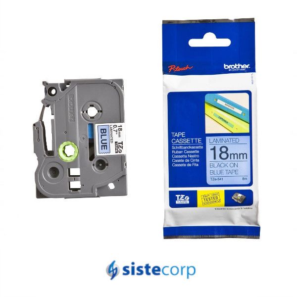CINTA ROTULADORA BROTHER CINTA NEGRO EN AZUL 18MM - 8MTS (TZE541)