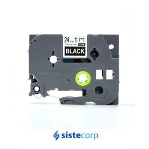 CINTA ROTULADORA BROTHER CINTA BLANCO EN NEGRO 24MM - 8MTS  (TZE-355) - Imagen 2