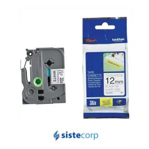CINTA ROTULADORA BROTHER NEGRO EN BLANCO 06MM - 8MTS EXTRA  (TZES-211)