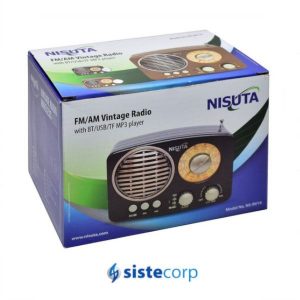PARLANTE PORTATIL BLUETOOTH VINTAGE RADIO AM/FM DIAL LUMINOSO MP3/AUXILIAR NEGRO NS-RV14-NE NISUTA - Imagen 2