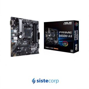PLACA MADRE ASUS AM4 PRIME B450M-A II BOX M-ATX (90MB15Z0-M0EAY0) - Imagen 1