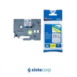 CINTA PARA ROTULADORA BROTHER TZEMPSL31 12MM ENCAJE PLATEAD (TZE-MPSL31) - Imagen 1