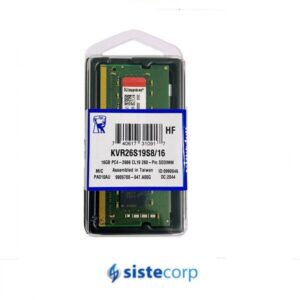MEMORIA SODIMM DDR4 16GB KINGSTON 2666 CL19 KVR (KVR26S19S8/16) - Imagen 1